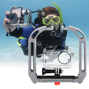 Dual <strong>Silicone</strong> Handles Aluminium Waterproof Camera Holder Stabilizer Rack Stand <strong>Underwater</strong> Diving Rig Diving Equipment - Product Image 5