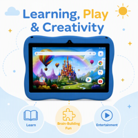 Tablet Anak Sistem Android 7 inci Bersertifikasi CE FCC RoHS |   RAM 4GB ROM 32GB Layar Ramah Mata |   Tablet Belajar Pendidikan Profesional