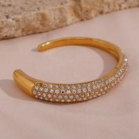 Dreamshow-Bijoux plaqué or PVD Baguette en acier inoxydable avec zircon Bracelets design ouvert Bijoux pour femmes