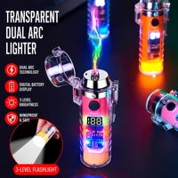 Briquet Plasma Transparent à Double Arc, Coupe-Vent, Affichage Numérique de Puissance, Lampe Torche LED Rechargeable pour Camping en Plein Air, Survie, OEM