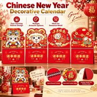 Calendrier de bureau du Nouvel An chinois 2027, motif Chèvre, rouge et or, découpé, reliure spirale, pour la vente au détail et en gros saisonnière