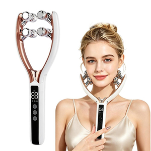 Appareil de relaxation sonique pour le visage et le cou avec chargement USB, design en arc doré, adapté à la peau, portable, équipement personnel de soin de la peau pour les voyages - Product Image 1