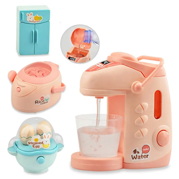 Amazon Mini Size Household Appliances Kitchen Toys Children Pretend Play Kitchen Accessories Toy Toaster Cooker Toys for Girls