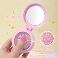 Peigne pliant avec miroir, 17 couleurs, portable, peigne à air comprimé, peigne de voyage, miroir cosmétique, masseur de cuir chevelu, outils de beauté - Grande Vente