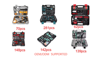 Kit d'Outils Manuels Complet Rouge de 148 Pièces pour Bricolage et Réparation Domestique, dans une Boîte à Outils Portable, Support OEM ODM