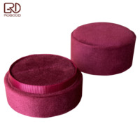 Boîte à bijoux en velours bordeaux de luxe ROGOOD, forme cylindrique, boîte d'emballage pour bagues et boucles d'oreilles, accepte le logo personnalisé P1965