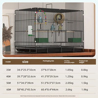 Cage à oiseaux pliable en métal pour perroquets et petits oiseaux, espacement des fils de 1 cm, avec portes d'alimentation, aucun assemblage requis