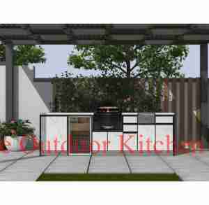 2025 Dorene Modern Kitchen Outdoor Set Preço Baixo Impermeável De Madeira e Mármore Inclui Pia-Pátio Cozinha Bar Design - Product Image 6