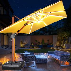 Зонт-шезлонг из полиэстера с ручным управлением, 280 грамм, на солнечной батарее, для патио/сада/отеля/кофейни/парка/двора/пляжа - Product Image 4