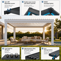 Pergola bioclimatique de luxe Addossata en aluminium motorisée avec portes coulissantes en verre pour extension de maison et balcon
