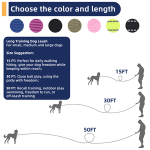 OEM <span class=keywords><strong>10ft</strong></span> 15ft 30ft <span class=keywords><strong>Collar</strong></span> de entrenamiento para perros Correa Set Nylon al aire libre Plomo largo para la playa Patio Camping Natación Estilo simple - Product Image 5