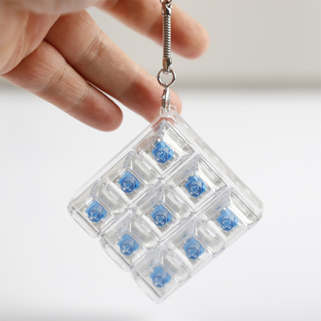 Stress Relief Transparent Black PC 9 Keys Switch Tester Keycap Keychain Mx Mechanical Switch Key Keycap Keychain Fidget Toys