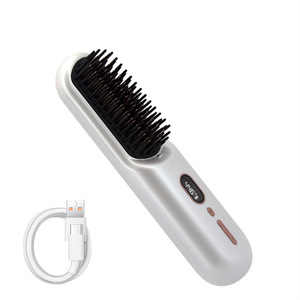 Mini Rechargeable Hair Straightener Ceramic Coating Negative Ion Brush Portable Wireless For Straight And Curly Hair - Product Image 3