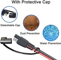 Connecteur SAE 2 broches avec câble PVC et capuchon anti-poussière, connecteurs SAE, fil 18AWG, adaptateur de batterie pour panneau solaire, connexion rapide pour moto