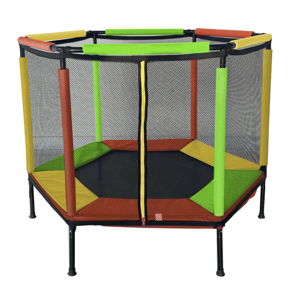 CreateFun FITNESS 55 Inch Hexagonal Children Mini Trampoline With Net With No Springs With Handle KIDS TOY