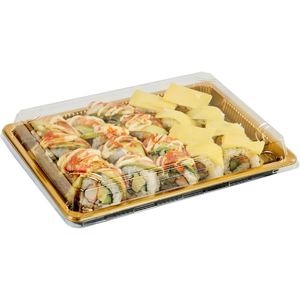 Caja de Embalaje para Sushi con Tapa Transparente Desechable de PS+OPS, Diseño Apilable, Paquete de 800 Unidades para Sushi y Hamburguesas - Product Image 2