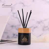 Diffuseur de roseaux moderne ODM 200ml avec bouteille en verre noir mat et bouchon en bois désodorisant pour maison chambre bureau ou hôtel