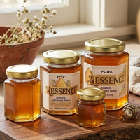 Bocaux en verre hexagonaux de petite, moyenne et grande taille avec couvercles en plastique, sérigraphiés, pour le stockage de bonbons, desserts, miel et confitures - Vente en gros