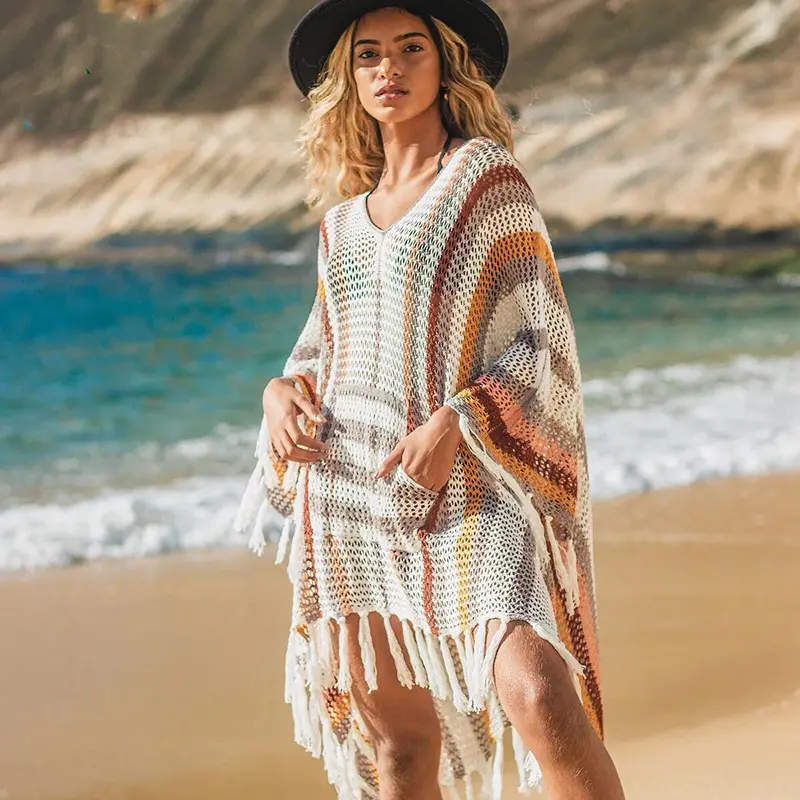 Penjualan paling laris 2024 gaun penutup renang pantai Crochet baju renang jala rajut baju renang pakaian pantai baju renang Coverup pakaian renang