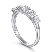 Bague en argent sterling S925, base élégante, bague tendance pour femme avec incrustation de zircon en forme de cœur, placage rhodium, cadeau élégant pour les filles