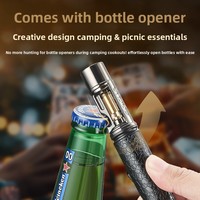 Briquet torche à flamme jet 2-en-1 avec ouvre-bouteille - Flamme bleue réglable, briquet coupe-vent à corps long pour barbecue et bar