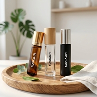 Flacon de parfum en verre personnalisable de luxe, unique, avec bille roll-on pour huile essentielle, 10 ml, bleu cobalt givré
