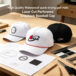 Casquette de golf 5 panneaux perforée personnalisée avec logo brodé, de haute qualité, pour le sport en plein air et le baseball, vente en gros - Product Image 1