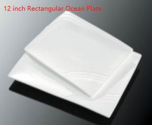 Commercial Porcelaine Assiette Ensemble Blanc Rectangulaire Porcelaine Plateaux Dessert Apéritif Salade Plaques Blanc Plateaux de service - Product Image 5