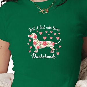 T-shirt court pour femme, coupe slim, tendance Y2K, imprimé teckel, tissu tricoté - Product Image 1