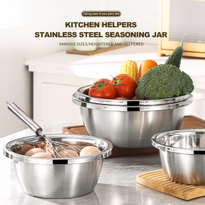 Cuenco de acero inoxidable para el hogar, utensilios gruesos para profundizar, hacer masa de pan, verduras y frutero, cuenco para sopa, cuenco para mezclar - Product Image 2