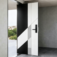Porte d'entrée extérieure en acier de luxe haut de gamme, porte blindée résidentielle moderne, porte pivotante en bois massif pour maison