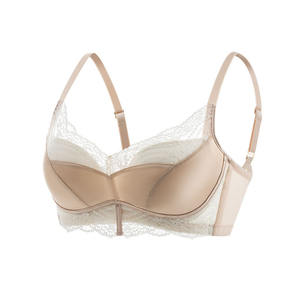 Reggiseno da donna in seta di gelso ultra-sottile, sexy, a mezza coppa, con misurazione, senza ferretto, push-up, regolabile, in pizzo color mandarino - Product Image 1