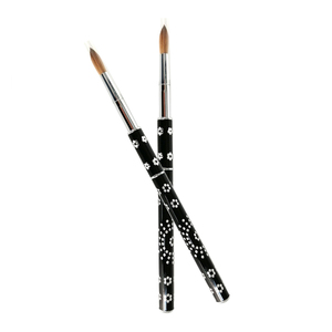 Pinceau à ongles en acrylique Kolinsky avec manche en métal noir cristallin, tailles personnalisées pour le nail art professionnel - Product Image 1