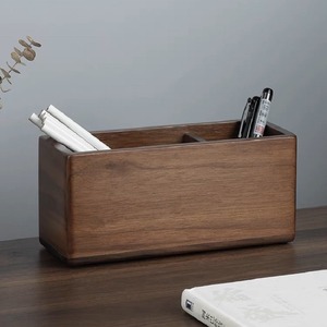 Desktop organizing wooden box storage box, black <b>walnut</b> wood multi-compartment wooden box, <b>coffee</b> <b>table</b> living room storage - Product Image 3