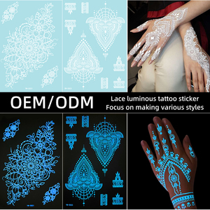 Autocollants de tatouage temporaire à transfert d'eau non toxiques et respectueux de l'environnement, motifs dentelle lumineuse, pour la beauté corporelle, style henné - Product Image 3