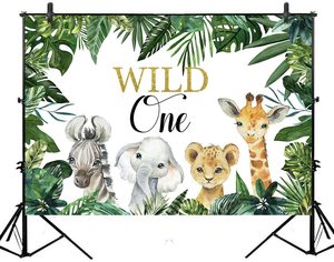 Sfondo per Foto '<span class=keywords><strong>Wild</strong></span> <span class=keywords><strong>One</strong></span>' con Animali della Giungla per Primo Compleanno, Banner in Vinile 7x5ft Dorato per Feste di Compleanno '<span class=keywords><strong>Wild</strong></span> <span class=keywords><strong>One</strong></span>' - Product Image 1