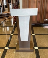 Moderno blanco + madera duradero MDF púlpito y soporte de podio con cajón para iglesia o escuela sin micrófono