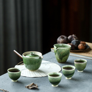 First Class Clay Kiln Fired Ceramic Hand-painted Color Glaze Moss on the Green Kung Fu <b>Tea</b> <b>Set</b> - Product Image 1
