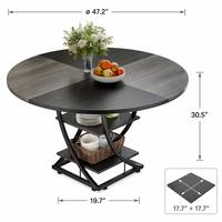 Table de salle à manger ronde moderne pour salon, 47 pouces, avec étagère de rangement à 2 niveaux et base en métal sur piétement, table centrale pour Plaza Outlet