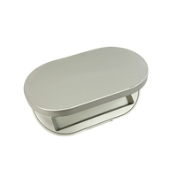 Boîtier vide de luxe ovale argenté à 2 compartiments pour correcteur, fard à paupières, blush, avec pinceau, emballage cosmétique recyclable et écologique