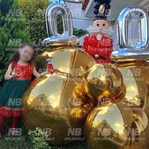 Bola de espejo plateada, bolas grandes y brillantes inflables, globo de fiesta de discoteca gigante, decoración de eventos de Navidad, esfera de espejo grande de PVC reflectante - Product Image 3