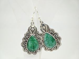 Natural Emerald Gemstone 925 Sterling Silver Handmade <b>Earrings</b> Women Designer Jewelry Wholesale Boho Ethnic Crystal <b>Earrings</b> - Product Image 4