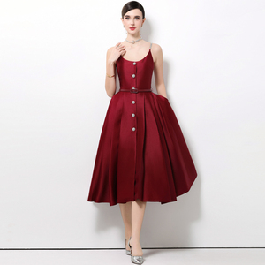 Abito Elegante di Lusso per Donne, Estivo con Design a Vita Plissettata, Cerniere, <span class=keywords><strong>Taglie</strong></span> <span class=keywords><strong>Forti</strong></span>, Linea ad A, Gonna Lunga Elegante per Uso Quotidiano - Product Image 5