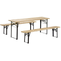 WEKIS Banc pliant en bois et fer de qualité supérieure, ensemble de table à bière pliable, banc de pique-nique, table à manger