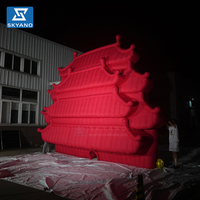 Tour de ville gonflable rouge personnalisée de style chinois simulé pour la décoration de sites touristiques extérieurs et le tourisme culturel