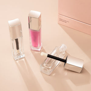 Özel boş temizle kare şekli dudak parlatıcısı şişeleri kozmetik ambalaj sıvı ruj cam ambalaj dudak parlatıcısı tüpleri fırça ile - Product Image 4