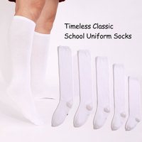 Chaussettes d'uniforme scolaire en tricot pour filles, chaussettes sans couture au-dessus du genou pour filles, garçons, enfants, chaussettes d'école blanches