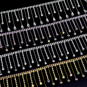 Catena di nappe in cristallo oro argento per abiti da sposa accessori per abiti da sera con artiglio strass per scarpe e borse - Product Image 1