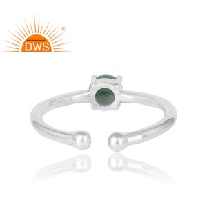 Bague tendance en argent sterling fin et brillant, sertie d'émeraude, style indien, avec bande ajustable, bijoux faits à la main, vente en gros - Product Image 3