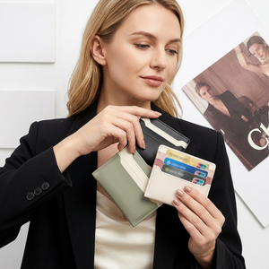 WRIZA Porte-cartes minimaliste en cuir PU, étui pour cartes de crédit avec fonction de blocage RFID, options multicolores pour hommes et femmes - Product Image 3